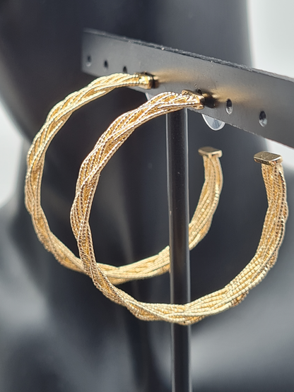 Sweet7 Ohrringe, Creolen mit geflochtene Drähte in Goldfarben