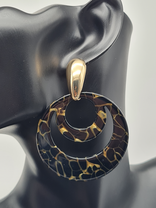 Sweet7 Ohrringe, Ohrhänger Schwarz und Gold, Elegant und ein Statement