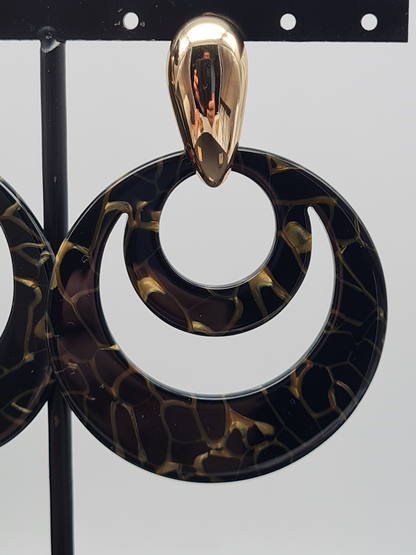 Sweet7 Ohrringe, Ohrhänger Schwarz und Gold, Elegant und ein Statement