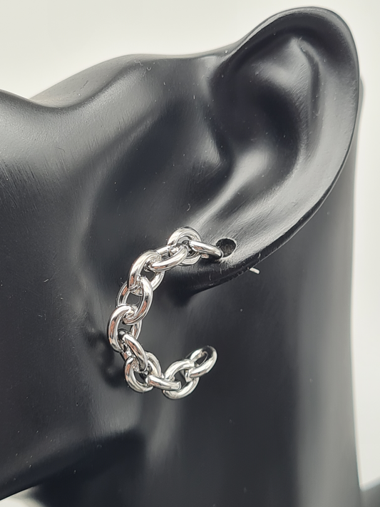 Sweet7 Ohrringe, Creolen in Silberfarben Chains , Silberkette