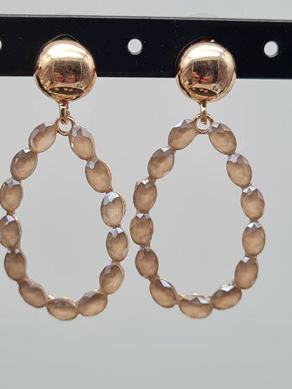 Sweet7 Ohrringe, Ohrhänger in Tropfenform mit Cat-eye Stones in Hellblau und Rosa