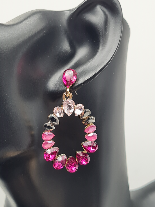 Sweet7 Ohrringe, Ohrhänger Oval in Pink-töne