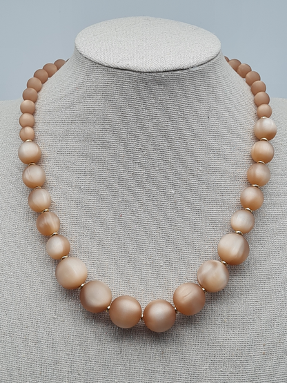 Sweet7 Halskette Kurzkette mit Space Beige Perlen