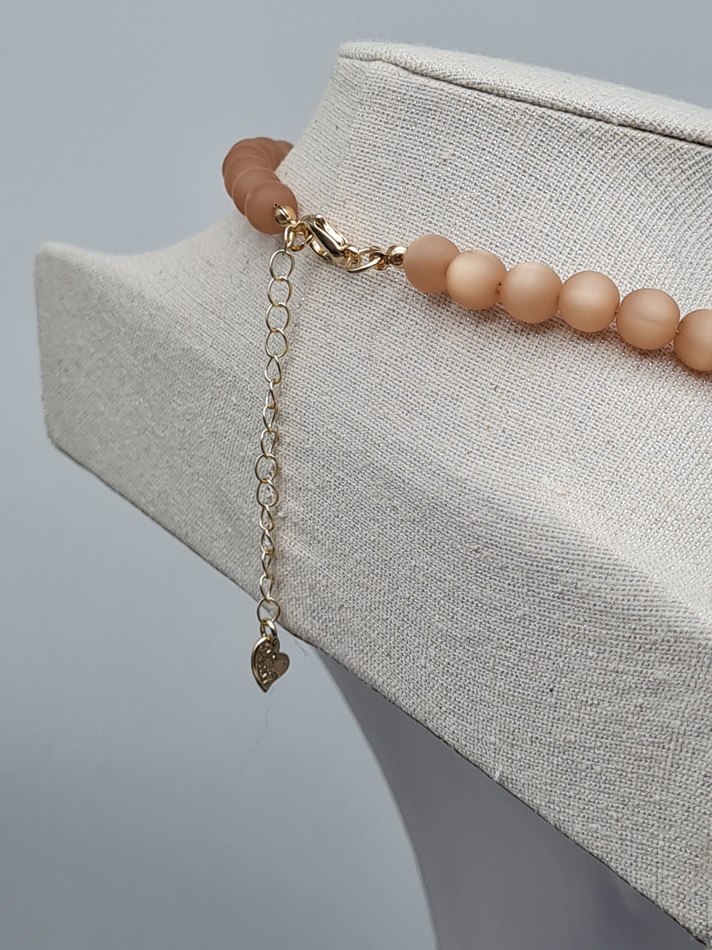 Sweet7 Halskette Kurzkette mit Space Beige Perlen