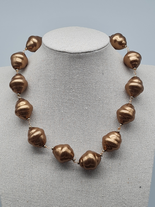 Sweet7 Halskette Kurzkette Bronze Klobige Statement Kette