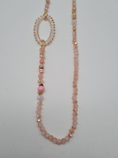 Sweet7 Halskette Langkette Blassrosa, mit große Elemente in Rosa