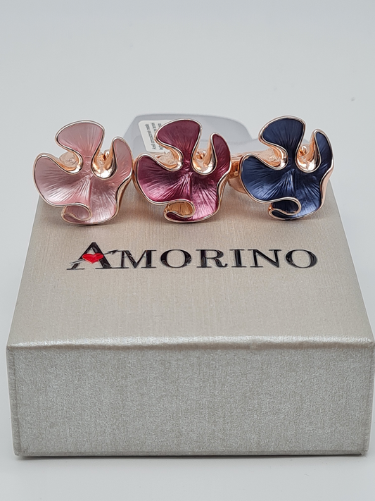 Amorino Ring, ELASTISCHER RING MIT EMAILLIERTEM VOLANT in verschiedene Farben