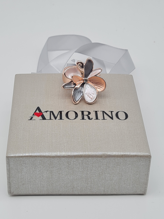 Amorino Ring, Elastischer Ring mit Emailliertem Volant, Blume