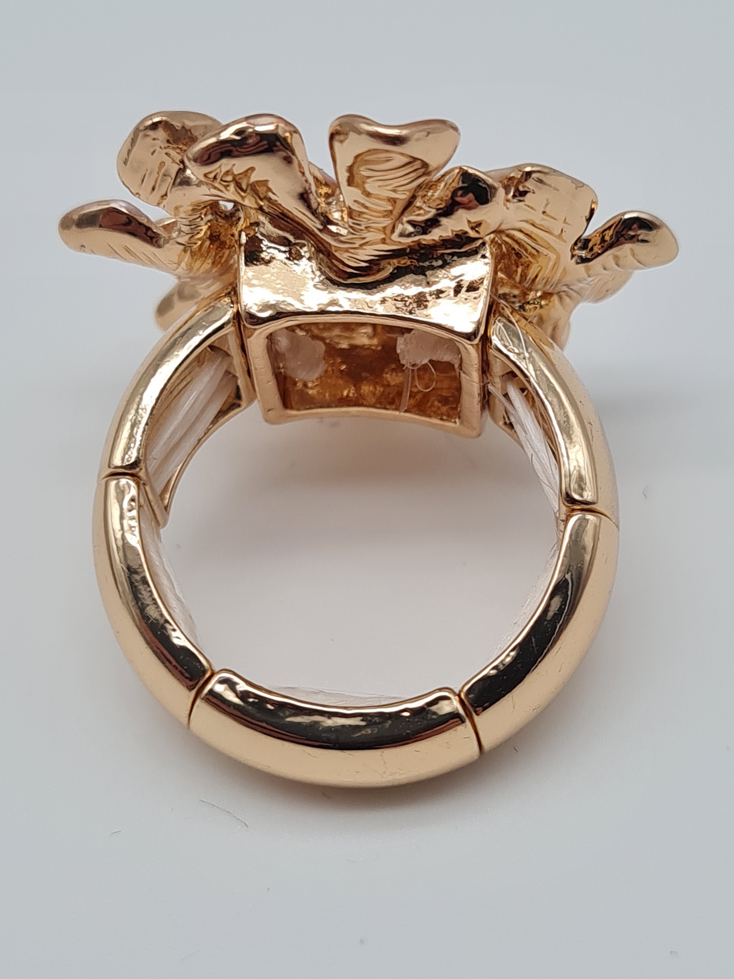 Amorino Ring, Elastischer Ring mit Emailliertem Volant, Kupferblumen