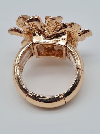 Amorino Ring, Elastischer Ring mit Emailliertem Volant, Kupferblumen