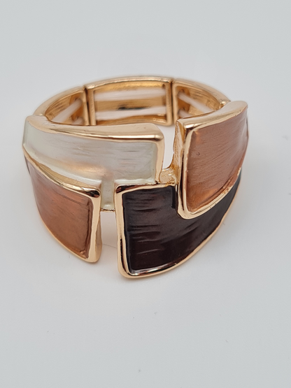 Amorino Ring, Elastischer Ring mit Emailliertem Volant, Braun to Beige