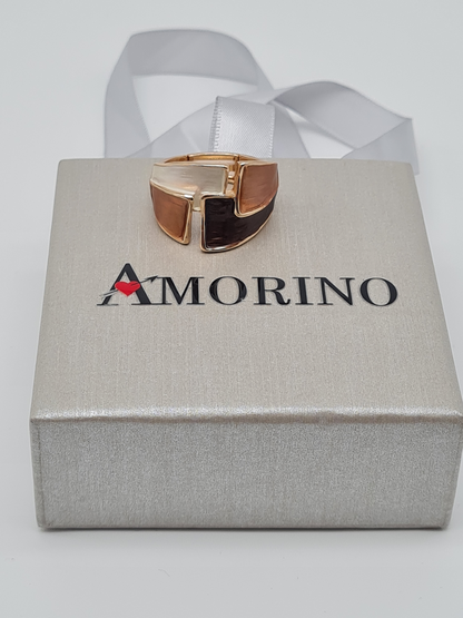 Amorino Ring, Elastischer Ring mit Emailliertem Volant, Braun to Beige