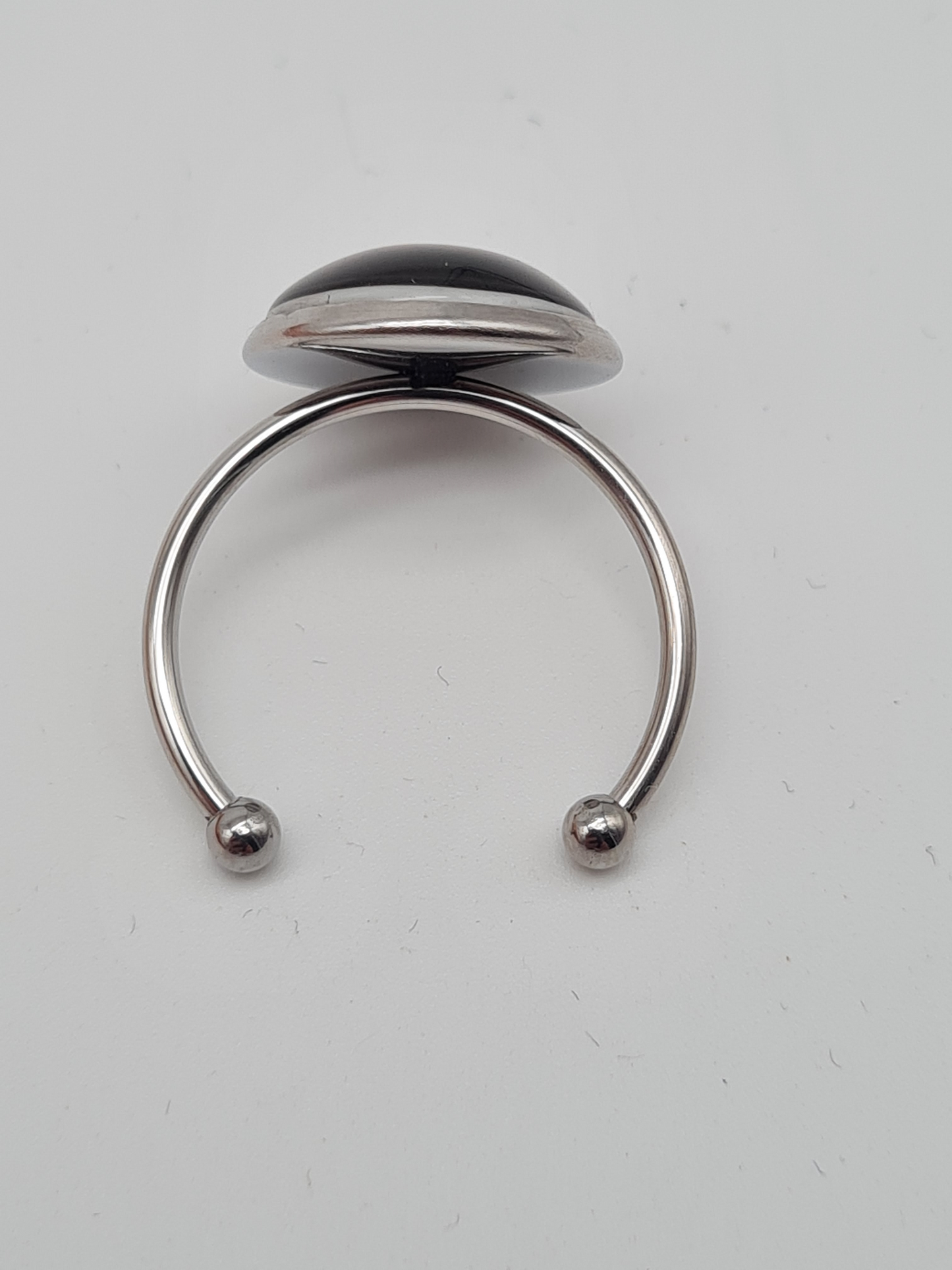 Cosmos Ring, Silberfarben verstellbar Schwarz Weiße streifen