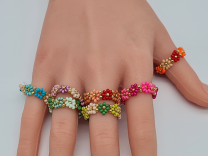 Biba Ringe, Elastische "Flower Power Ringe" in verschiedene Farben