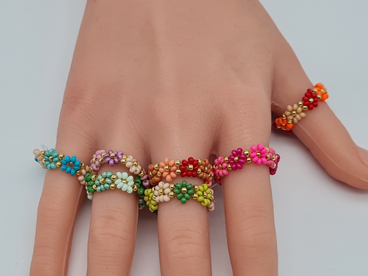 Biba Ringe, Elastische "Flower Power Ringe" in verschiedene Farben