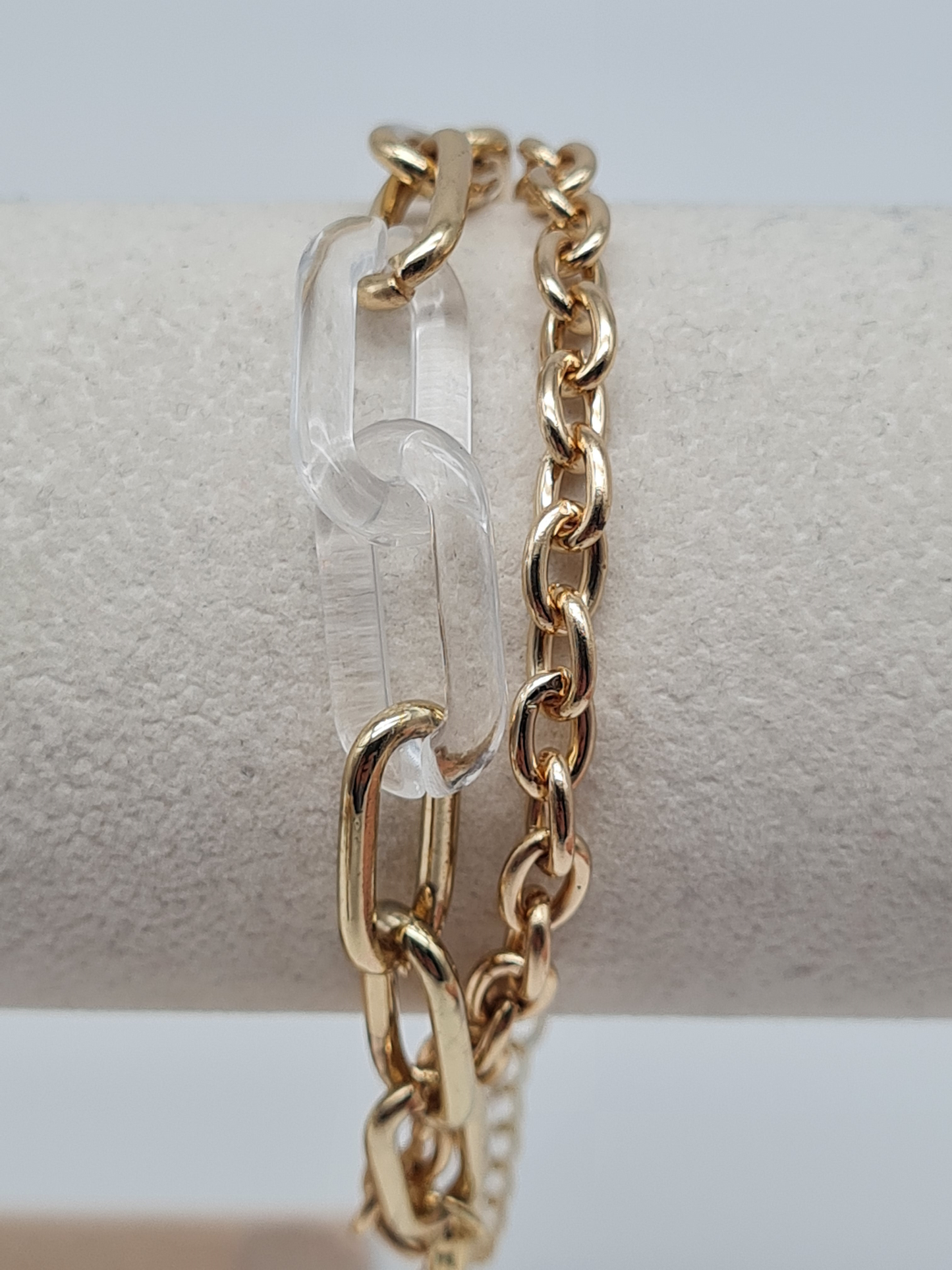 Amorino Armband, Doppelarmband mit feine und große Elemente, goldfarben und Transparent