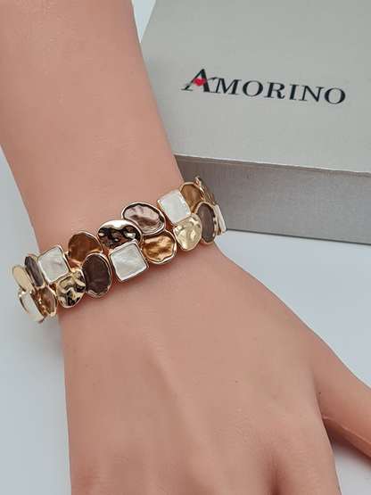 Amorino Armband, elastisch Gold-und Kupfertöne in Oval oder Eckige Form