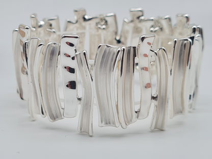 Amorino Armband, elastisch mit Silber- und Weiß-farbenen Elementen