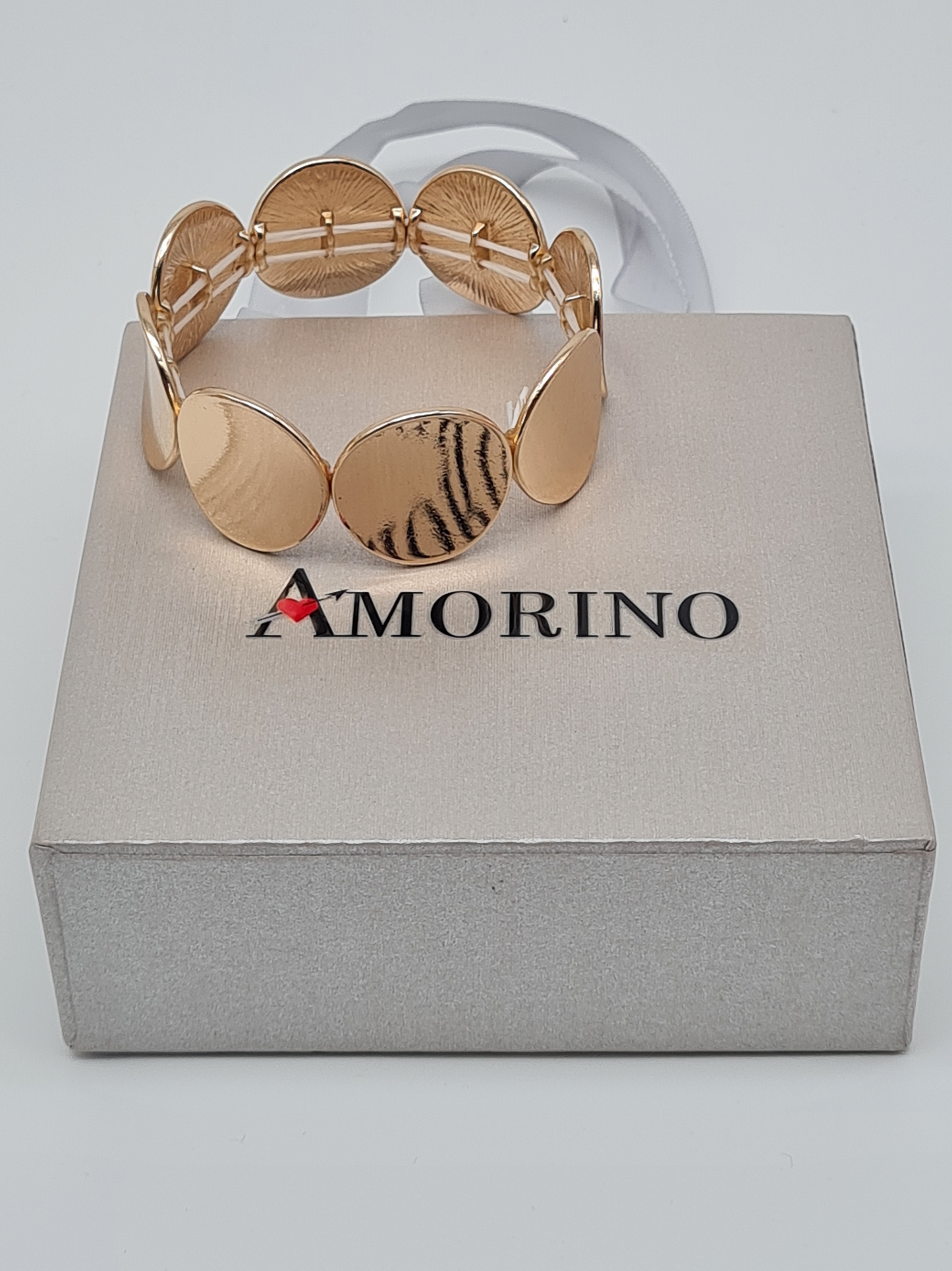 Amorino Armband, elastisch mit Goldfarbene glänzenden Kreis Elementen