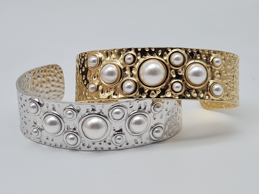 Cosmos Armreif Perlenarmreif aus vergoldetem und Silberfarbenen Edelstahl – Elegant