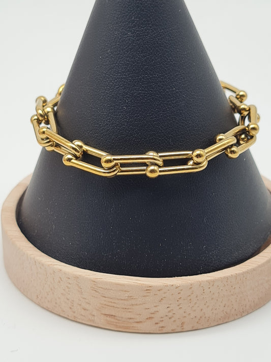 Cosmos Armband auffällige Gliederkette in Goldfarben, Elegant, Stilvoll