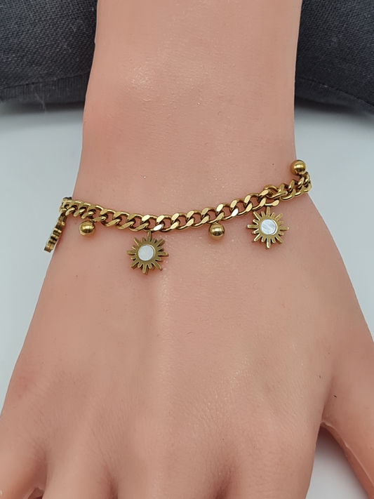 Cosmos Armband, filigranes Armband Goldfarben mit 3 Sonnen