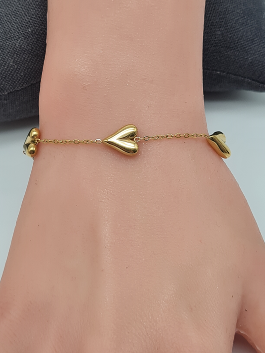Cosmos Armband, filigranes Gliederarmband mit 3 Herzchen