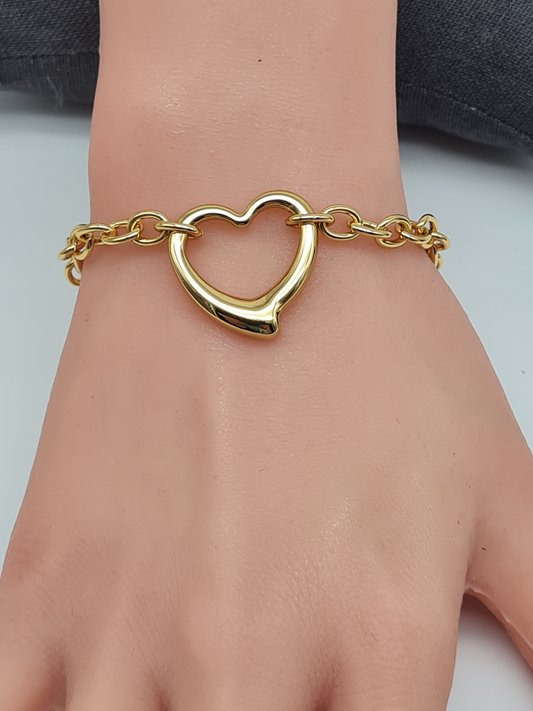 Cosmos Armband, Goldfarbenes Armband mit großes Herz