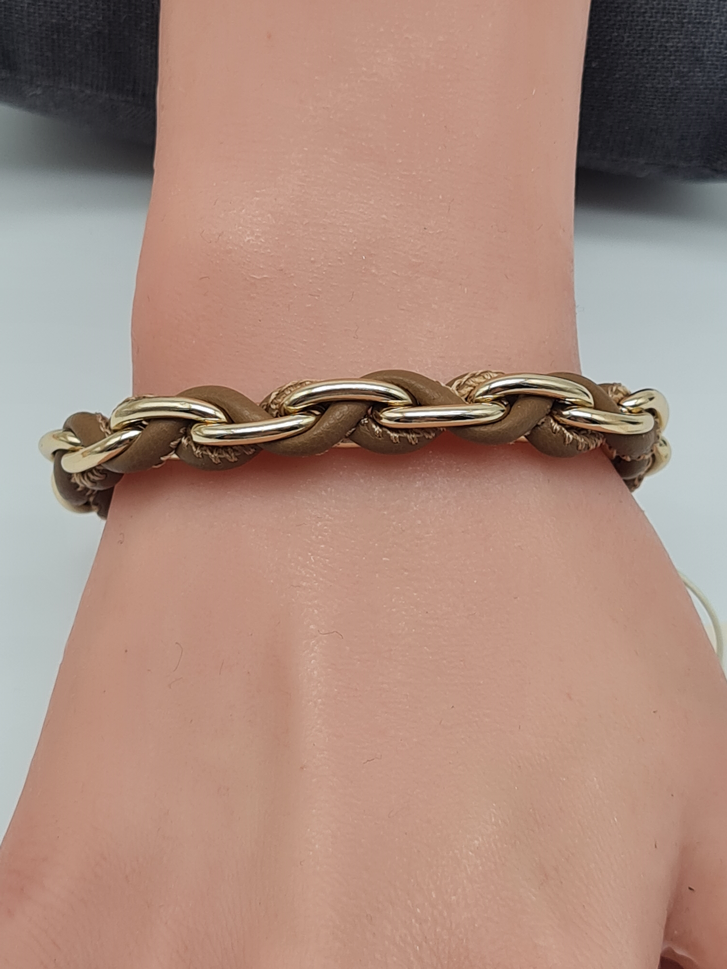 Biba Gliederarmband Goldfarben durchzogen mit Kunstleder