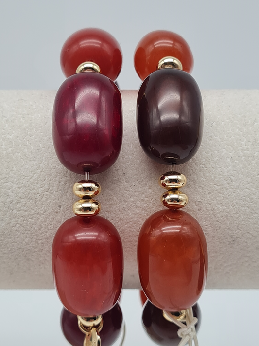 Biba Elastisches Armband Big Resin Pearls in Brombeere und Kirsch Farben