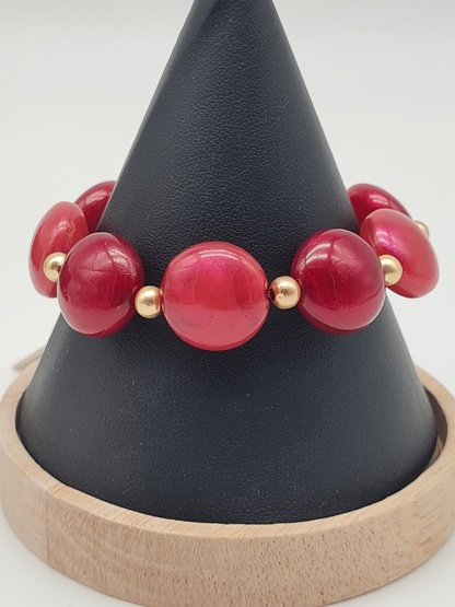 Biba elastisches Armband mit Resin Perlen in Rottöne