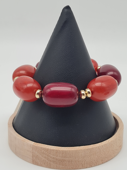Biba Elastisches Armband Big Resin Pearls in Brombeere und Kirsch Farben