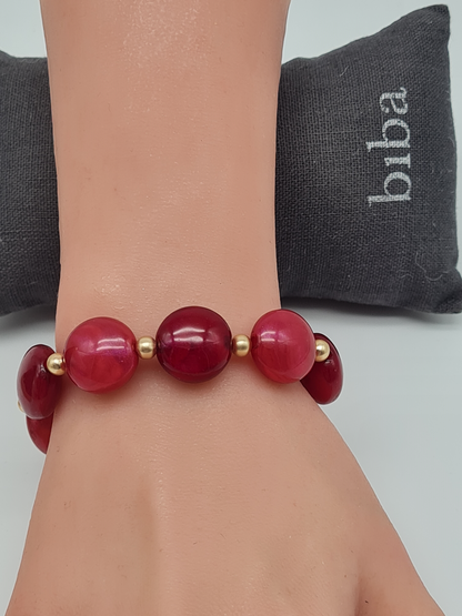 Biba elastisches Armband mit Resin Perlen in Rottöne