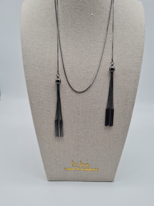 Biba Halskette Art Deco Stil, Filigran, Gun Metal Black, Stilvoll, Kombinierbar.