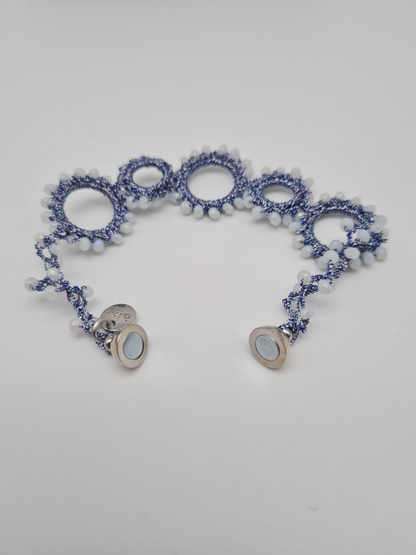 Biba Armband Textil mit Magnet-Verschluss Silber- und Blau