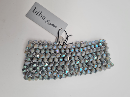 Biba Armband Manschette mit lilagrauer Steinbesatz, Magnetverschluss