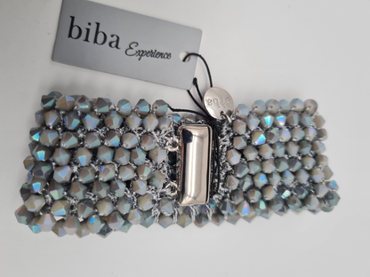 Biba Armband Manschette mit lilagrauer Steinbesatz, Magnetverschluss