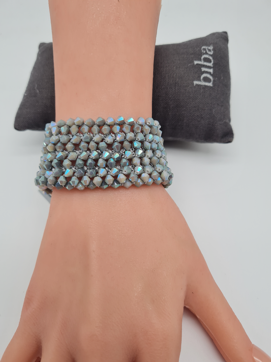 Biba Armband Manschette mit lilagrauer Steinbesatz, Magnetverschluss