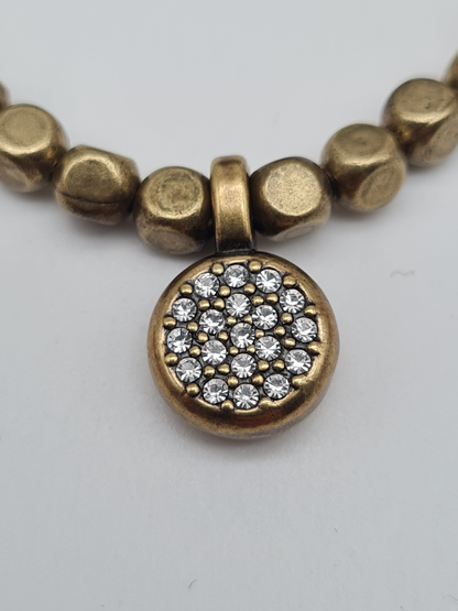 Biba Armband Kupergold mit runde Strass-Anhänger