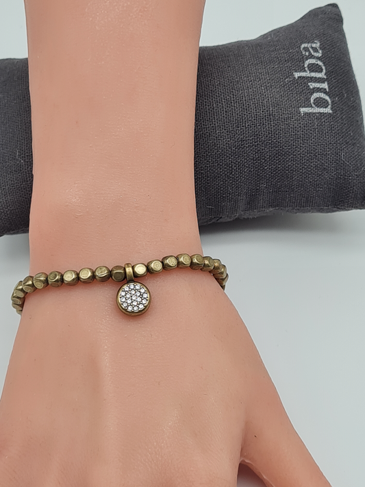 Biba Armband Kupergold mit runde Strass-Anhänger
