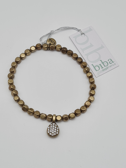 Biba Armband Kupergold mit Strass-Anhänger Tropfenform