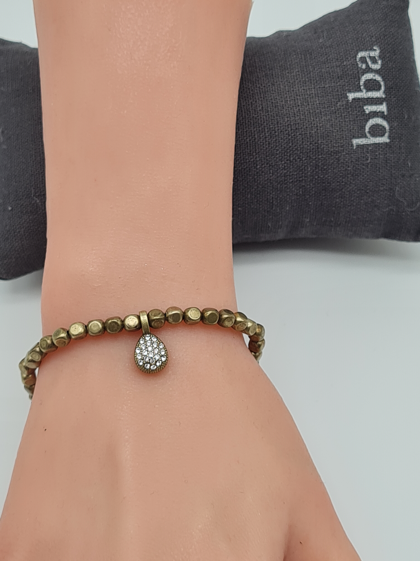 Biba Armband Kupergold mit Strass-Anhänger Tropfenform