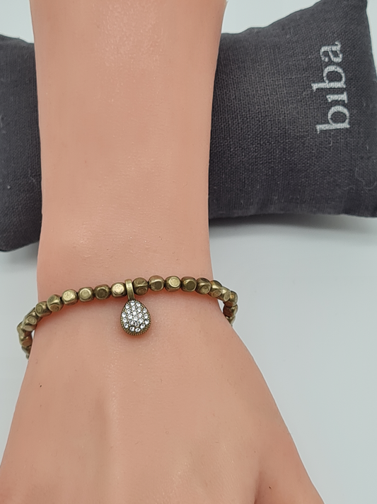 Biba Armband Kupergold mit Strass-Anhänger Tropfenform