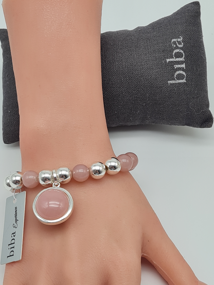 Biba Armband elastisch mit Anhänger Rosa, elegant