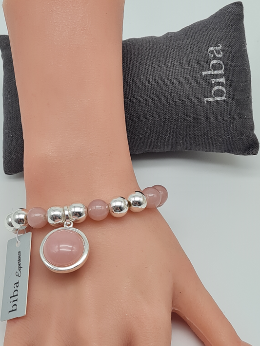 Biba Armband elastisch mit Anhänger Rosa, elegant