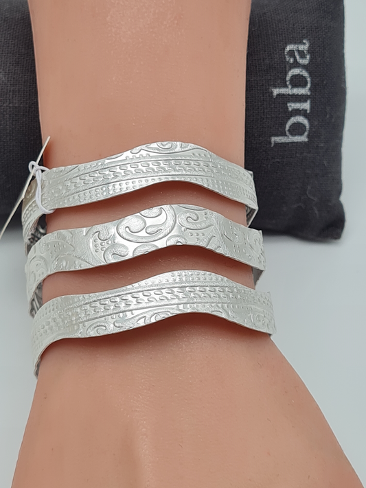 Biba Armreif Matt Silberfarben mit unterschiedliche Reliefs