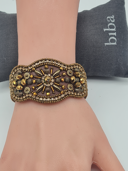 Biba Armband Kunstleder Bronze mit Perlchen Besatz, 1001 Nacht
