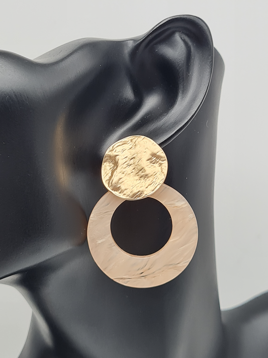 Biba Ohrringe, Ohrhänger Matt Goldfarben mit Acryl Anhänger in Marmor-Look