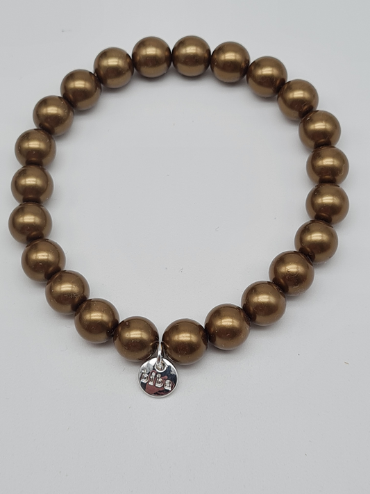 Biba Armband elastisch Bronzefarbene Perlen, kombinierbar