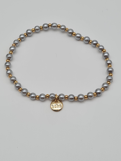 Biba Armband elastisch Silbergrau mit Goldfarben in 3 Größen